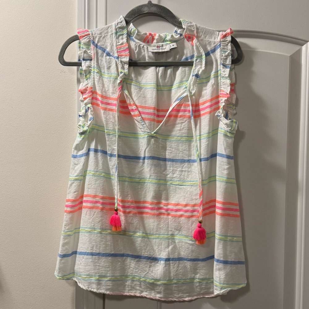 Vineyard Vines Multicolor Striped Blouse with Tassels